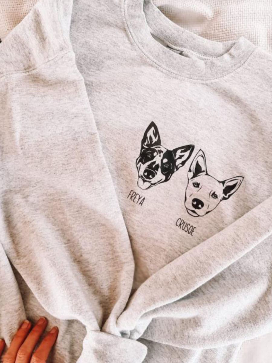 Custom Pet Portrait Crewneck Sweatshirt by Woof Wonder